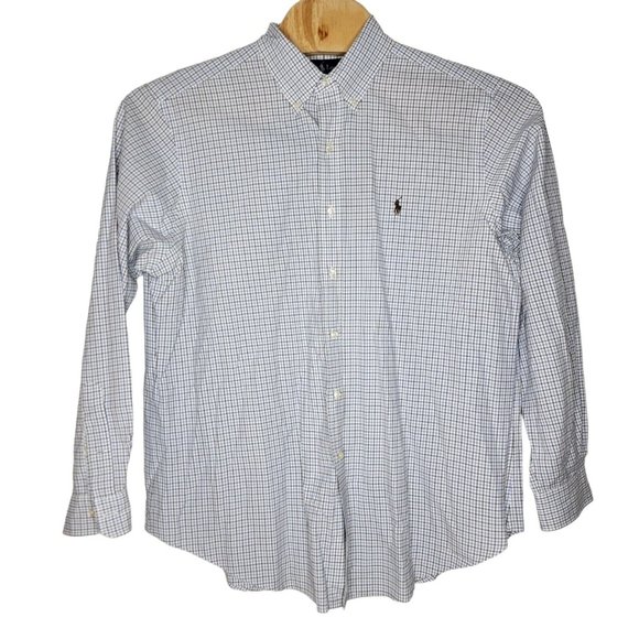 Ralph Lauren XL Blue / Brown Checkered Men's Button‎ Down Long Sleeve Shirt - Picture 1 of 4